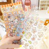 Glossy Waterproof Transparent Cute Animals Stickers - Set of 8 Sheets,Stickers